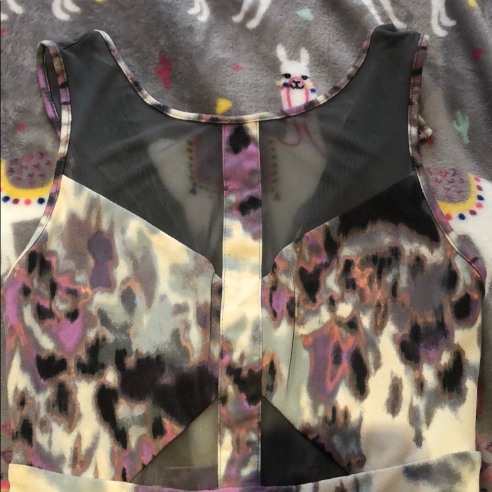 Silence + Noise Mesh Water Color Printed Dress - image 3